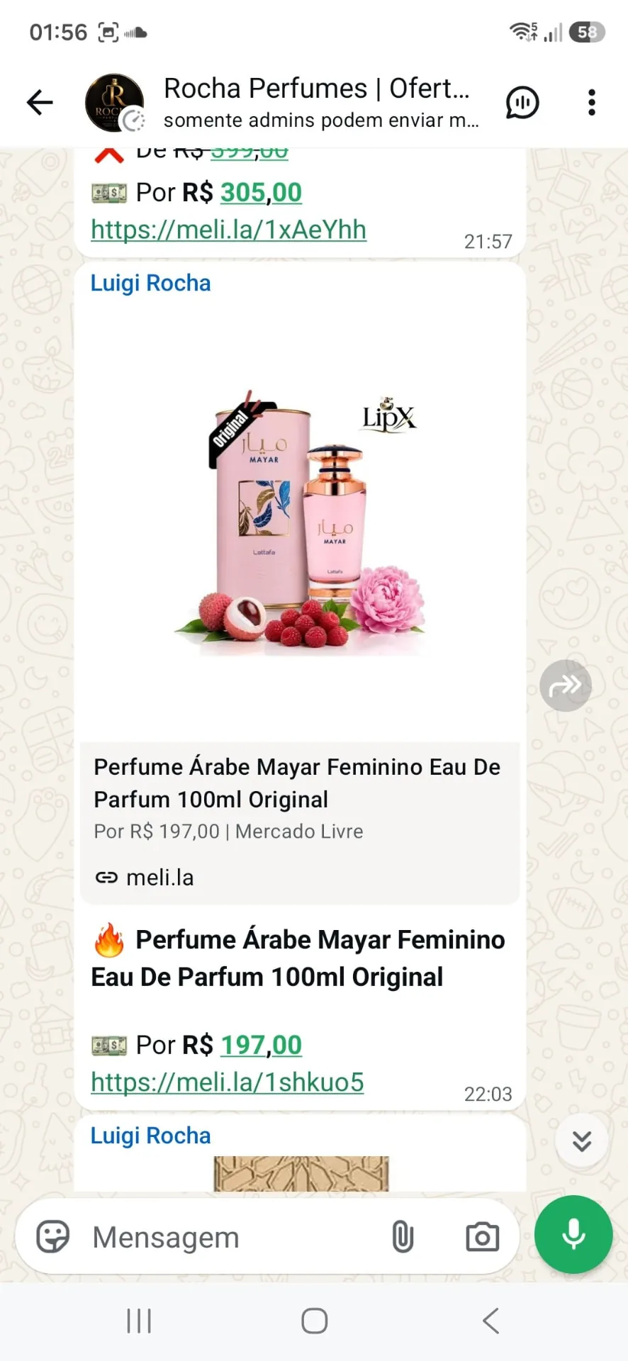 Oferta do perfume árabe Lattafa Mayar feminino 100 ml por R$ 197,00