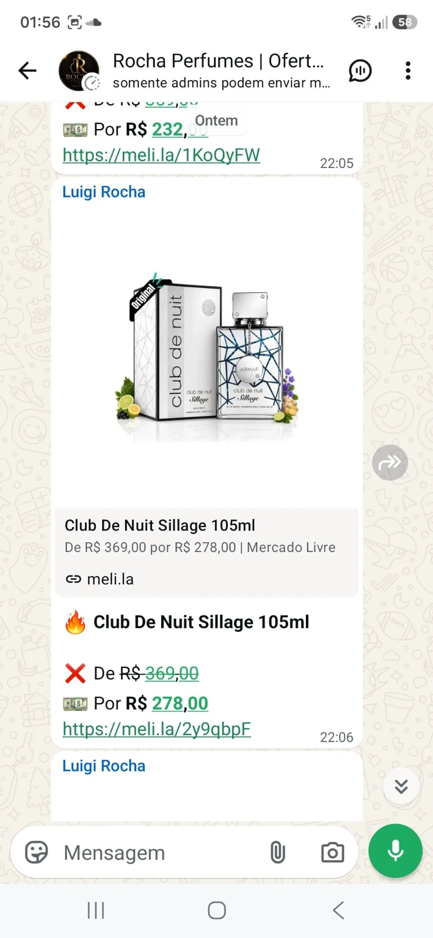 Oferta do perfume Club de Nuit Sillage 105 ml por R$ 278,00